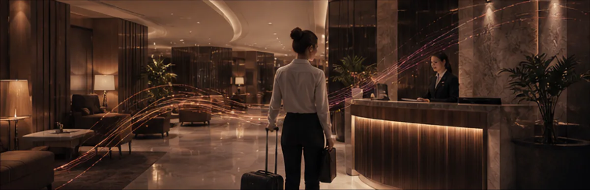 Representación abstracta de tecnología para hotelería