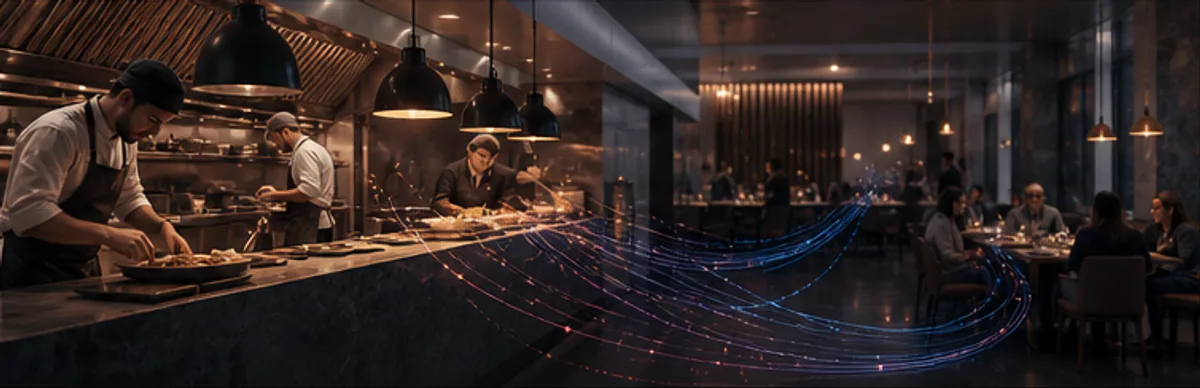 Representación abstracta de tecnología para restaurantes